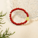 Natural Cinnabar & Jade Beaded Bracelet