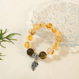 Qi Nan Agarwood & Yellow Dendritic Quartz Beaded Bracelet