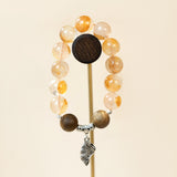 Qi Nan Agarwood & Yellow Dendritic Quartz Beaded Bracelet