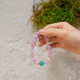 Natural Kunzite & Amazonite Beaded Bracelet