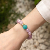 Natural Kunzite & Amazonite Beaded Bracelet
