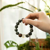 Qi Nan Agarwood & Green Hair Crystal Beaded Bracelet