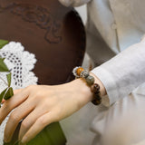 Qi Nan Agarwood & Multi-colored Phantom Quartz Beaded Bracelet