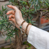 Green Hair Quartz & Wood Protection Bracelet Set