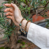 Green Hair Quartz & Wood Protection Bracelet Set