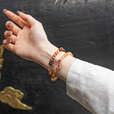 Strawberry Quartz & Wood Vitality Bracelet Set
