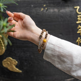 Smoky Agate & Wood Grounding Bracelet Set