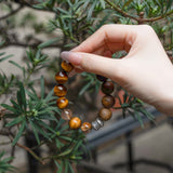 Golden Tiger Eye, Kyara Agarwood Resin Flower Quartz Bracelet