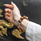 Golden Tiger Eye, Kyara Agarwood Resin Flower Quartz Bracelet
