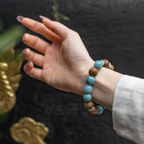 Aquamarine & Coconut Wood Harmony Bracelet