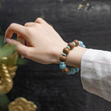 Aquamarine & Coconut Wood Harmony Bracelet