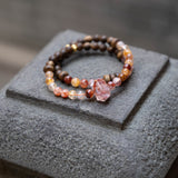 Strawberry Quartz & Wood Vitality Bracelet Set