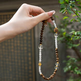 Kyara Agarwood &amp; Clear Quartz Double-Strand Bracelet