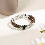 Green Hair Quartz & Wood Protection Bracelet Set