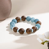 Aquamarine & Coconut Wood Harmony Bracelet