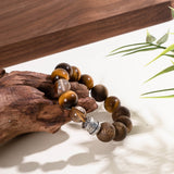 Golden Tiger Eye, Kyara Agarwood Resin Flower Quartz Bracelet