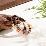 Strawberry Quartz & Wood Vitality Bracelet Set