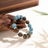 Aquamarine & Coconut Wood Harmony Bracelet