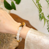 Monkey Zodiac Charm Bracelet – Tiger Eye & Quartz for Vitality
