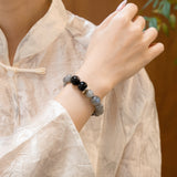 Rat Zodiac  Guardian Bracelet – Aquamarine & Obsidian Water Protector