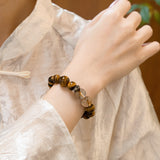 Dragon Zodiac Guardian Bracelet – Tiger’s Eye & Smoky Quartz for Power