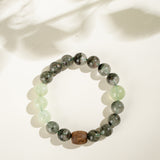 Green Phantom Prehnite Bracelet with Agarwood Barrel Bead