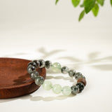 Green Phantom Prehnite Bracelet with Agarwood Barrel Bead