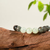 Green Phantom Prehnite Bracelet with Agarwood Barrel Bead