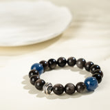 Kyanite Black Silver Obsidian Bracelet