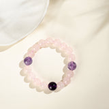 Madagascar Rose Quartz, Lavender & Deep Amethyst Bracelet