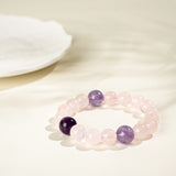 Madagascar Rose Quartz, Lavender & Deep Amethyst Bracelet