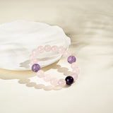 Madagascar Rose Quartz, Lavender & Deep Amethyst Bracelet