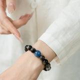 Kyanite Black Silver Obsidian Bracelet