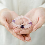 Madagascar Rose Quartz, Lavender & Deep Amethyst Bracelet
