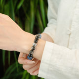 Kyanite Black Silver Obsidian Bracelet