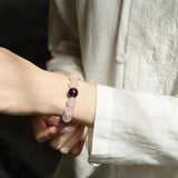 Madagascar Rose Quartz, Lavender & Deep Amethyst Bracelet