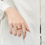 Natural Nanhong Agate Gray Moonstone Ring