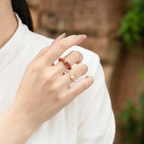 Natural Nanhong Agate Gray Moonstone Ring