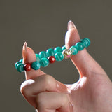 Natural Amazonite & Cinnabar Beaded Bracelet
