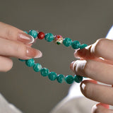 Natural Amazonite & Cinnabar Beaded Bracelet