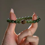Qi Nan Agarwood & Celestial Jade Beaded Bracelet