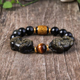 2 Pixiu Obsidian & Tiger’s Eye Flow Bracelet