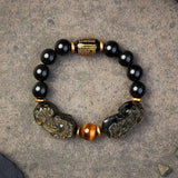 2 Pixiu Obsidian & Tiger’s Eye Flow Bracelet