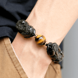 2 Pixiu Obsidian & Tiger’s Eye Flow Bracelet