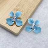 Blue Orchid Flower Earrings