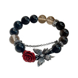Obsidian Rose Butterfly Crystal Bracelet